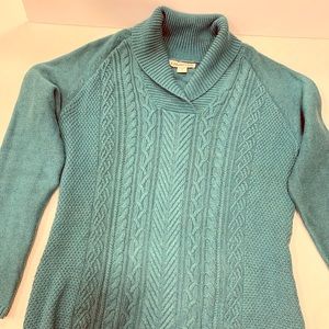 Coldwater Creek aqua blue ribbed sweater. Size 8.